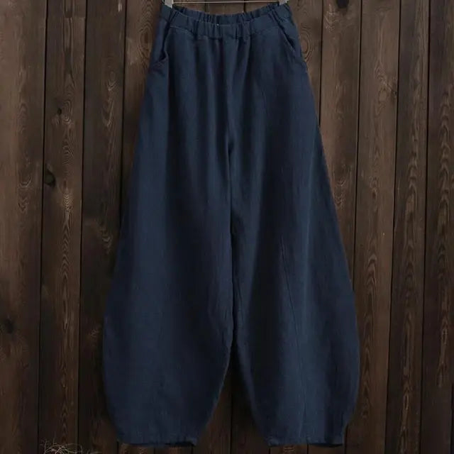 Cotton Linen Style Bloomers Wide Leg Pants paulapicks