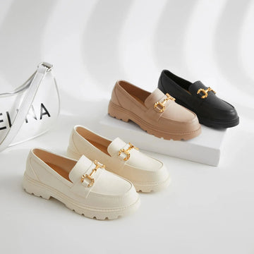 WOMEN LOAFERS-WHITE-BIEGE-BLACK