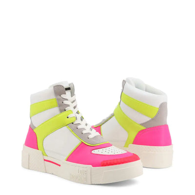 Neon Pink High Top Sneakers.