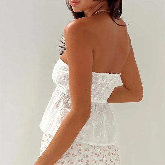 Embroidered Strapless Top paulapicks