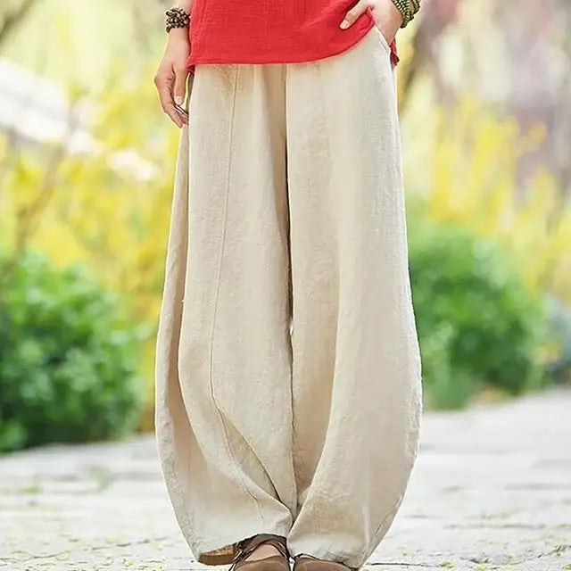 Cotton Linen Style Bloomers Wide Leg Pants paulapicks