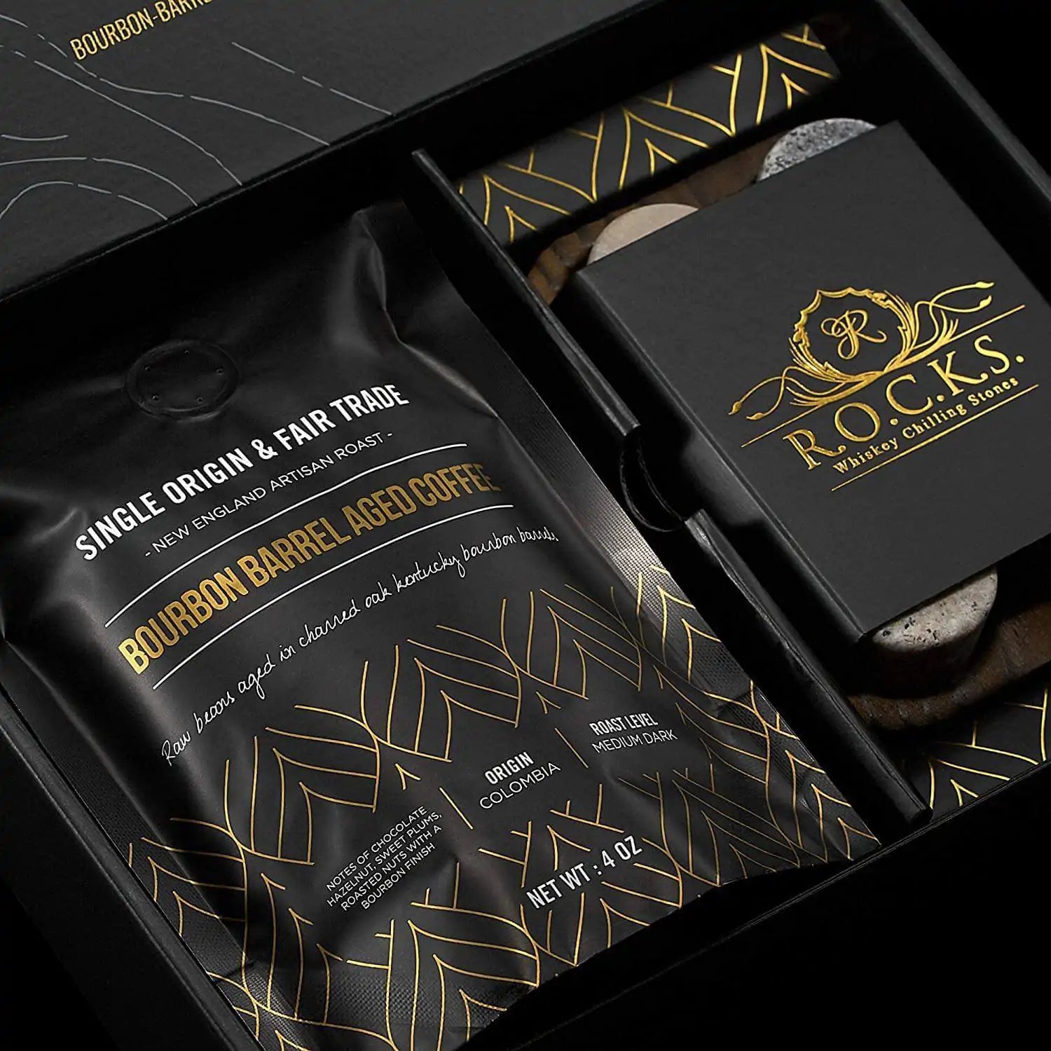 The Gourmet Gift Set - Whiskey Stones & Bourbon Barrel Aged Coffee - paulapicks