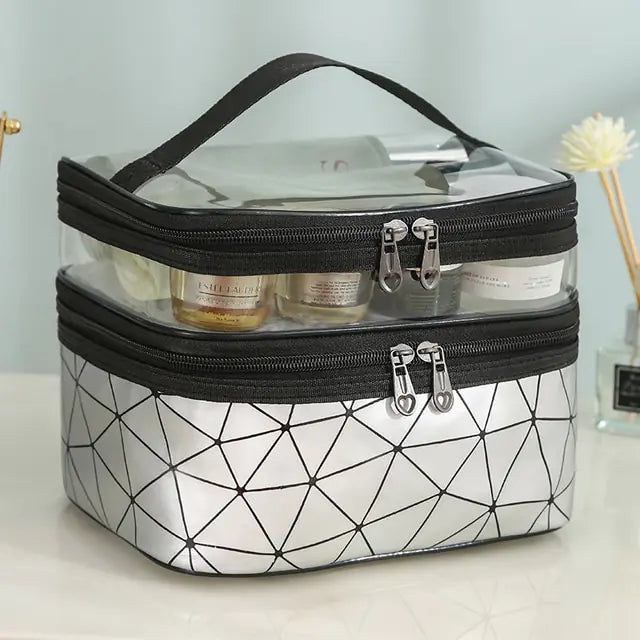 Multifunction Double Transparent Cosmetic Bag.