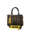 Make a Statement Leather Handbag-Chocolate/Citric Yellow paulapicks