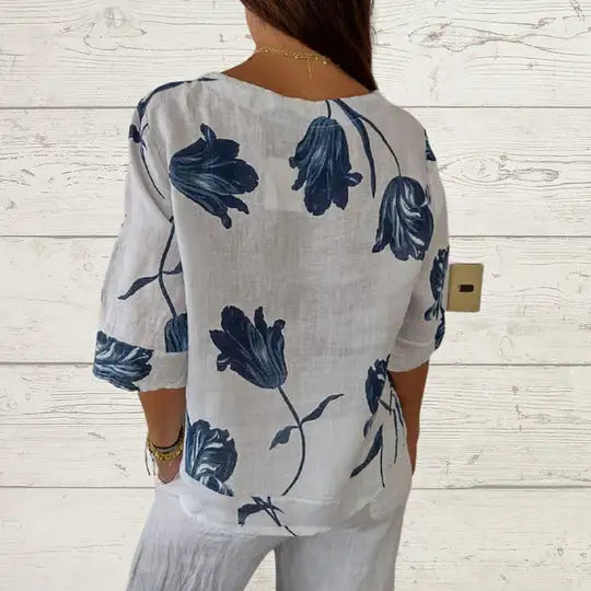 Printed V-Neck Tunic Top paulapicks