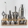 Stainless Steel Cocktail Shaker Set with Stand - 17-Piece Mixology Bartender Kit, Bar Set - 25oz Martini Shaker, Jigger, Strainer, Muddler, Mixing Spoon paulapicks