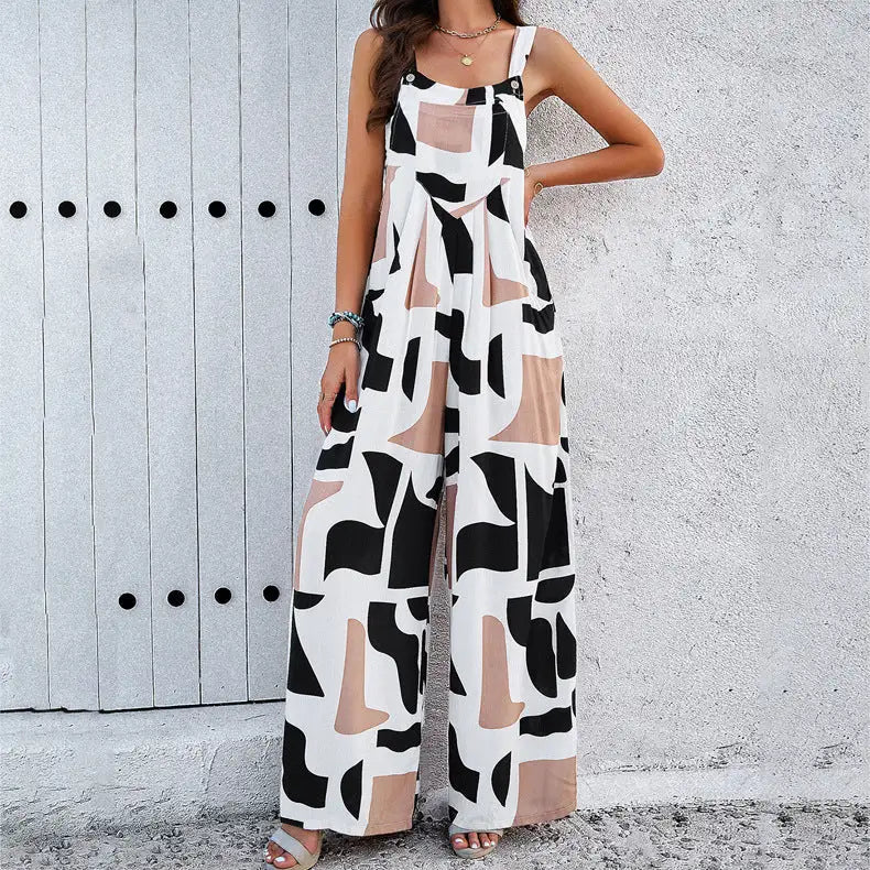 Fashion Print Square Neck Jumpsuit paulapicks