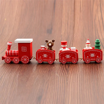 Christmas Train Painted Wood Decoration