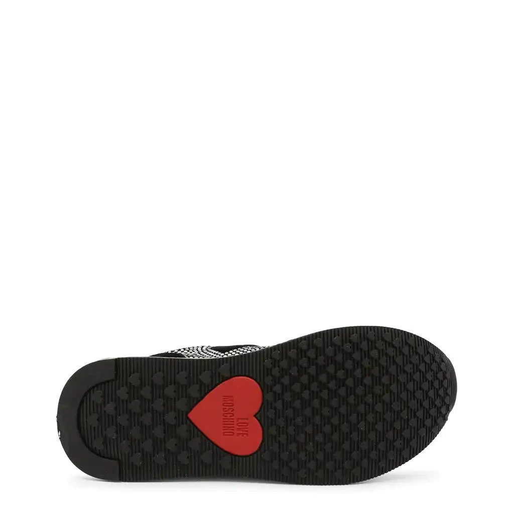 Rhinestone Heart Sneakers - Black - paulapicks