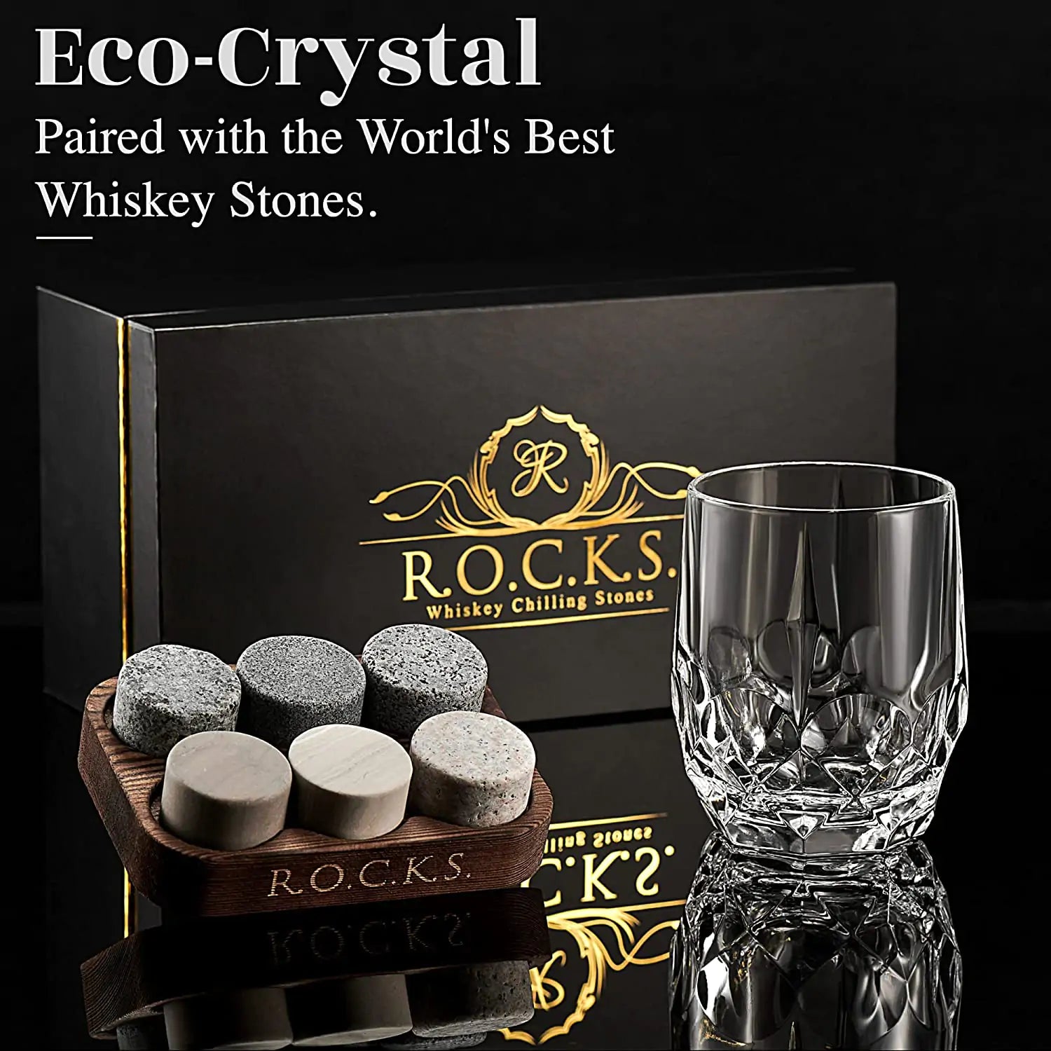 The Connoisseur's Set - Whiskey Stones & Iconic Crystal Glass Edition - paulapicks