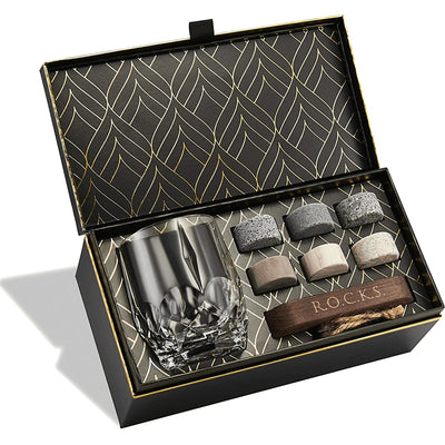 The Connoisseur's Set - Whiskey Stones & Iconic Crystal Glass Edition.