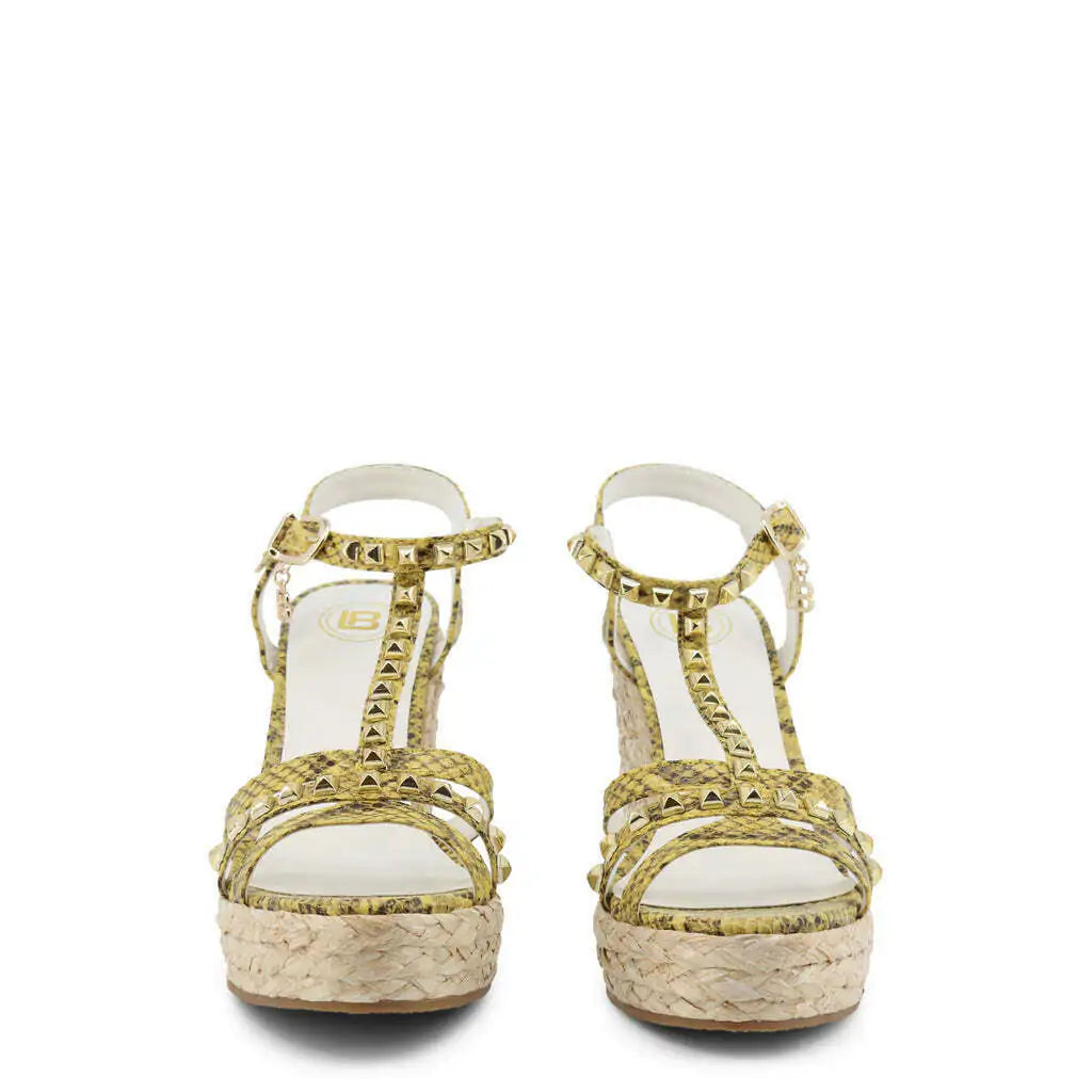 Yellow Snakeskin Wedge Sandals - paulapicks