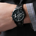 Personalized Elegance: Custom Engraved Black Chronograph Watch - paulapicks