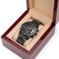 Personalized Elegance: Custom Engraved Black Chronograph Watch - paulapicks