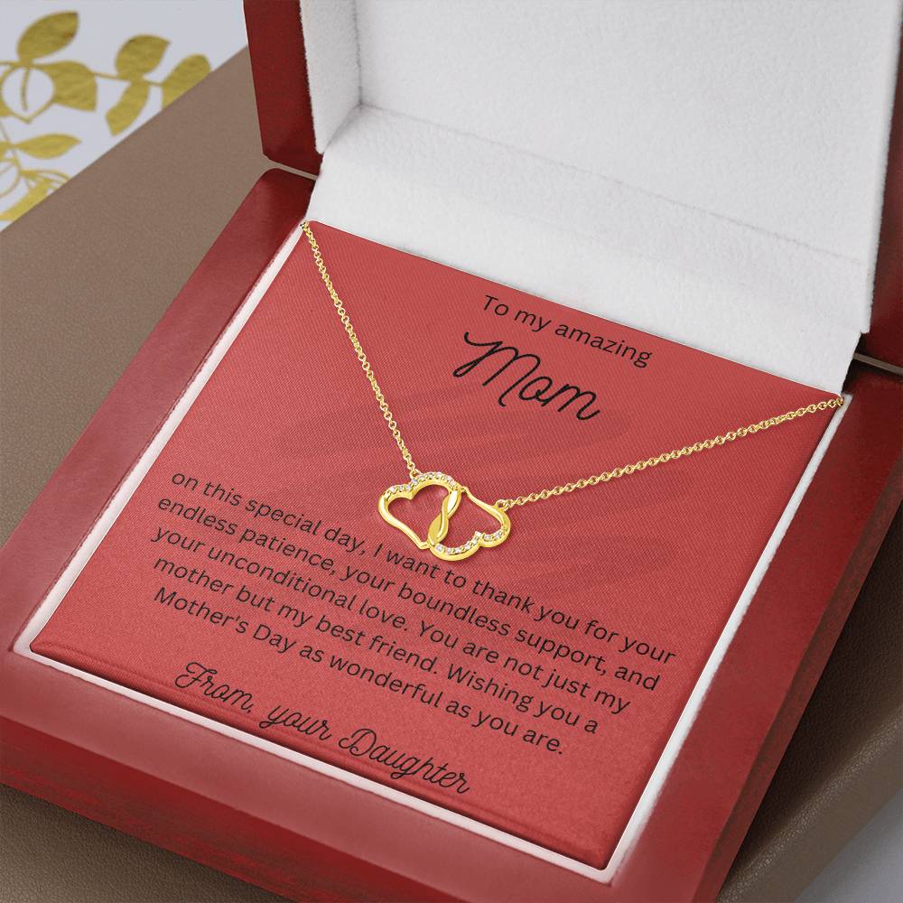 Love's Endless Journey: Solid 10K Gold Double Heart Necklace - paulapicks