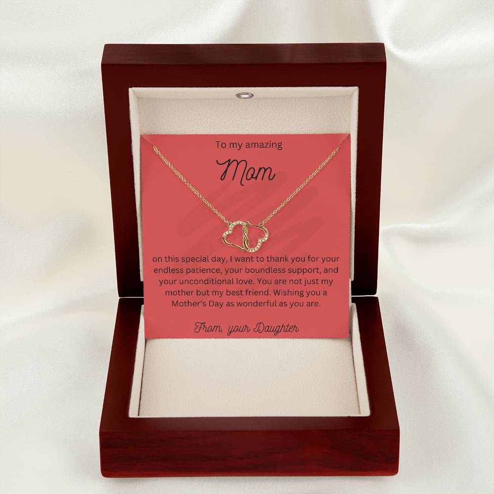 Love's Endless Journey: Solid 10K Gold Double Heart Necklace - paulapicks