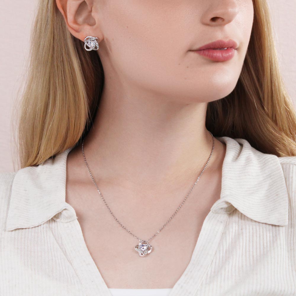 Heartstrings Love Knot: Matching Earrings & Necklace Set - paulapicks