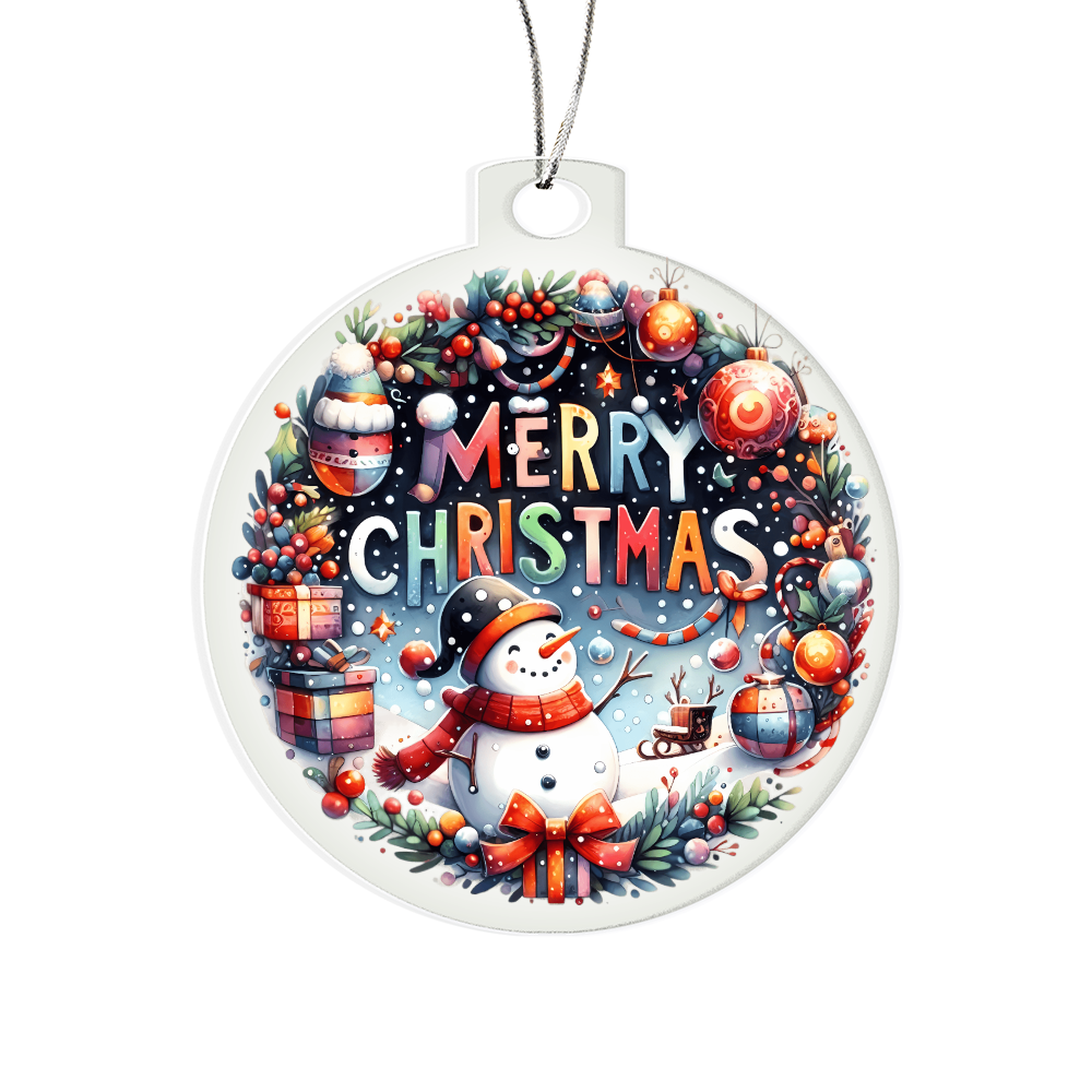 ACRYLIC BULB ORNAMENTS - MERRY CHRISTMAS - SNOWMAN