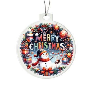 ACRYLIC BULB ORNAMENTS - MERRY CHRISTMAS - SNOWMAN