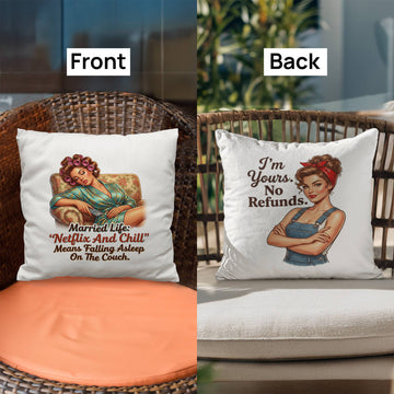 Funny Valentine pillow on couch