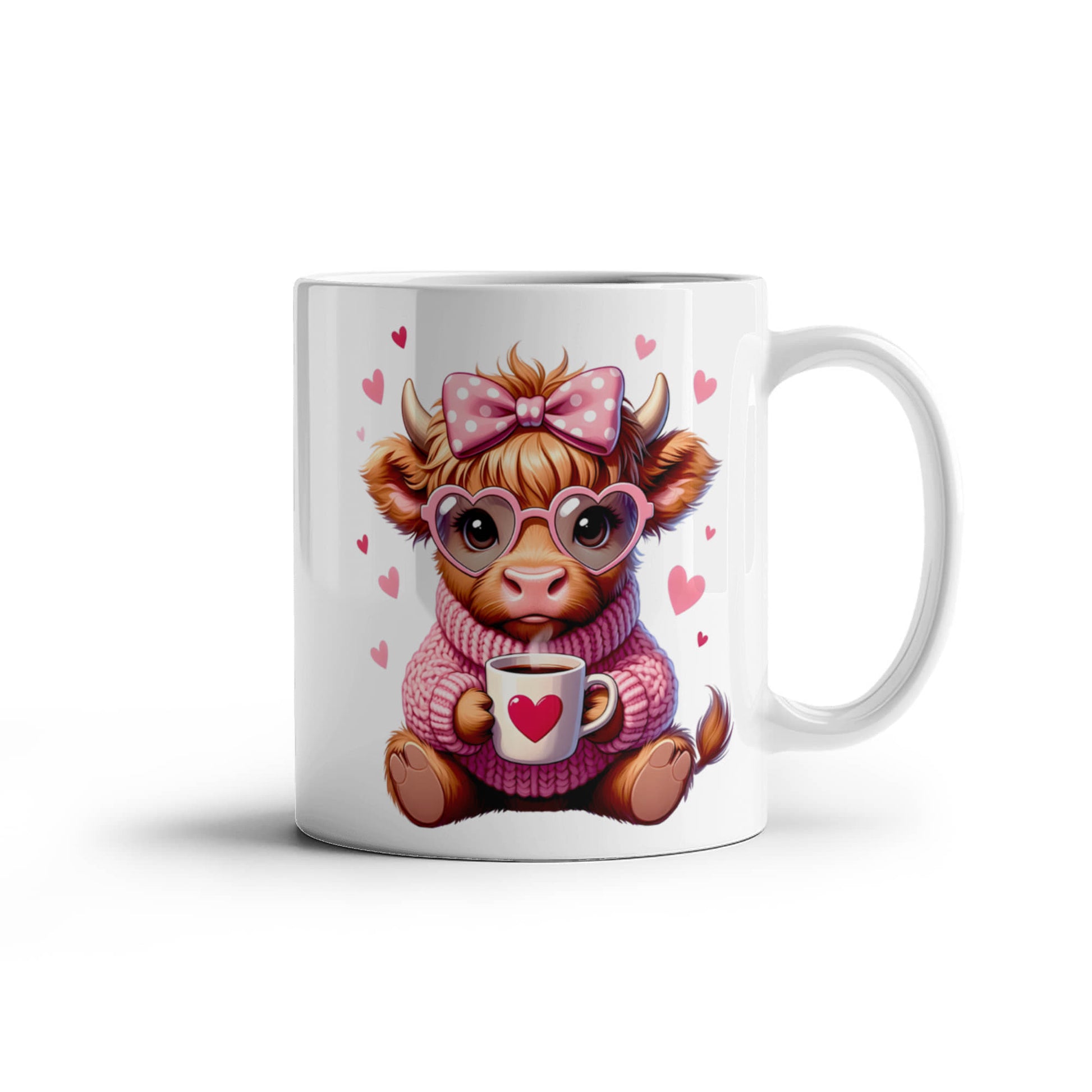 Valentine’s Day Highland Cow coffee mug cute cow design