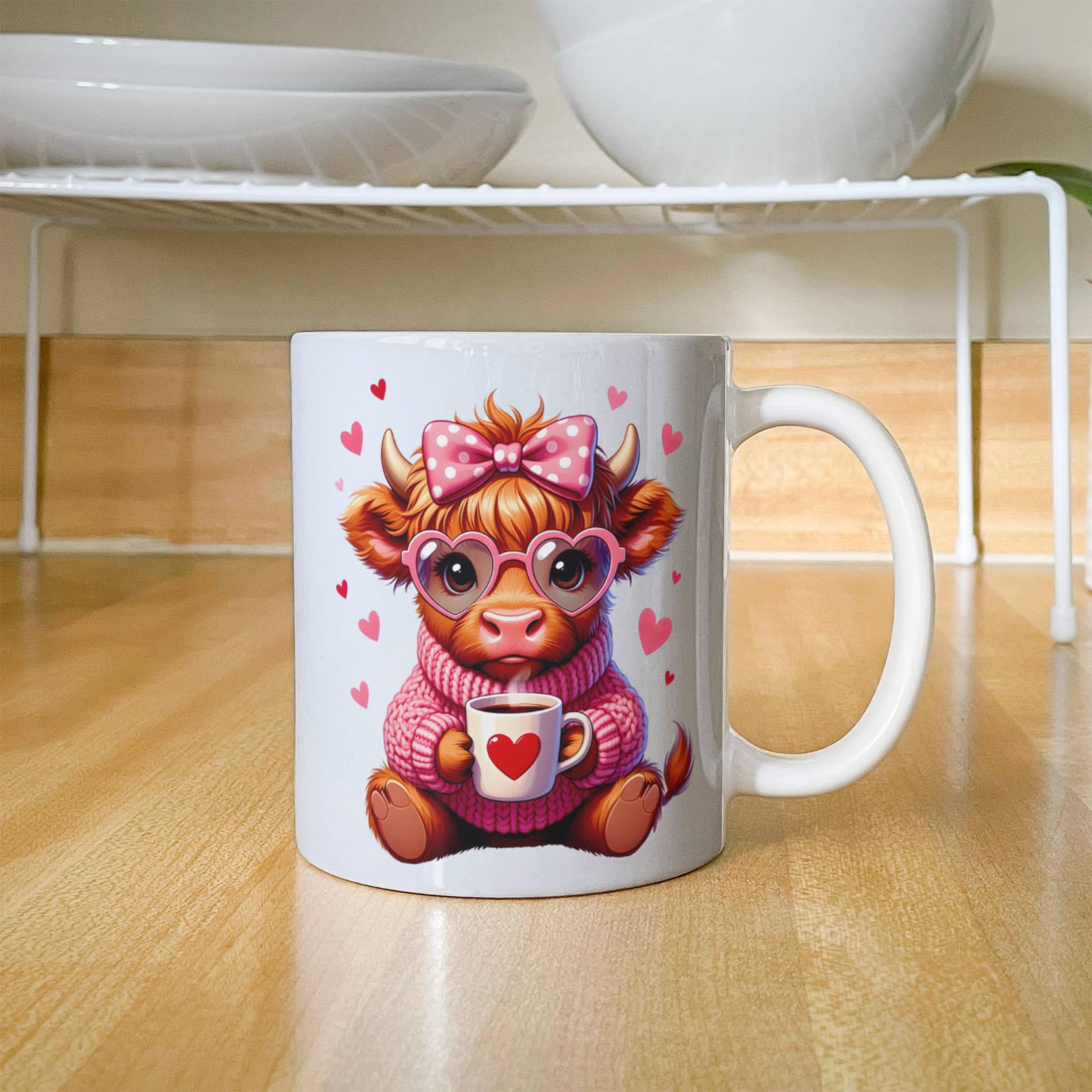 Valentine’s Day Highland Cow coffee mug cute cow design