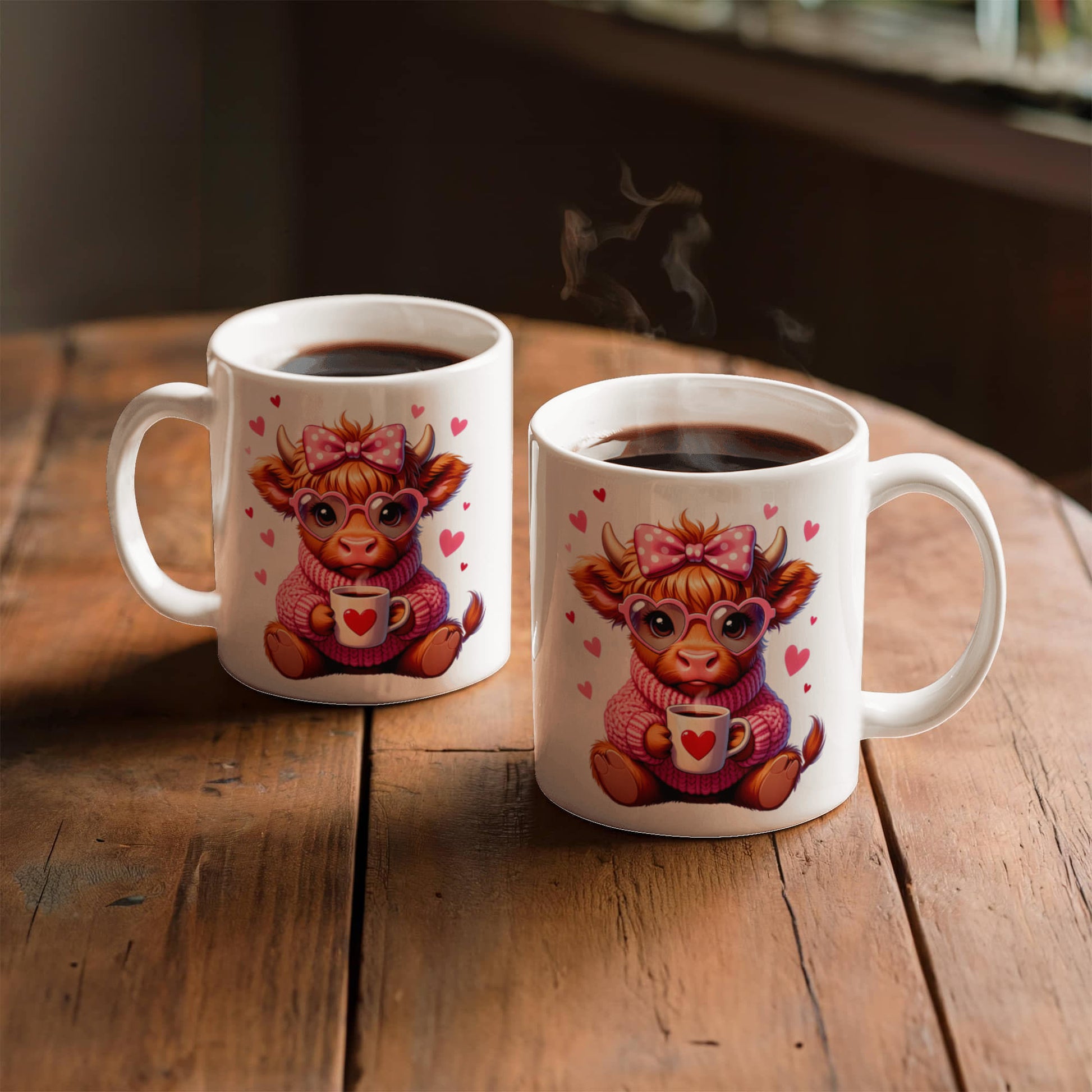 Valentine’s Day Highland Cow coffee mug cute cow design