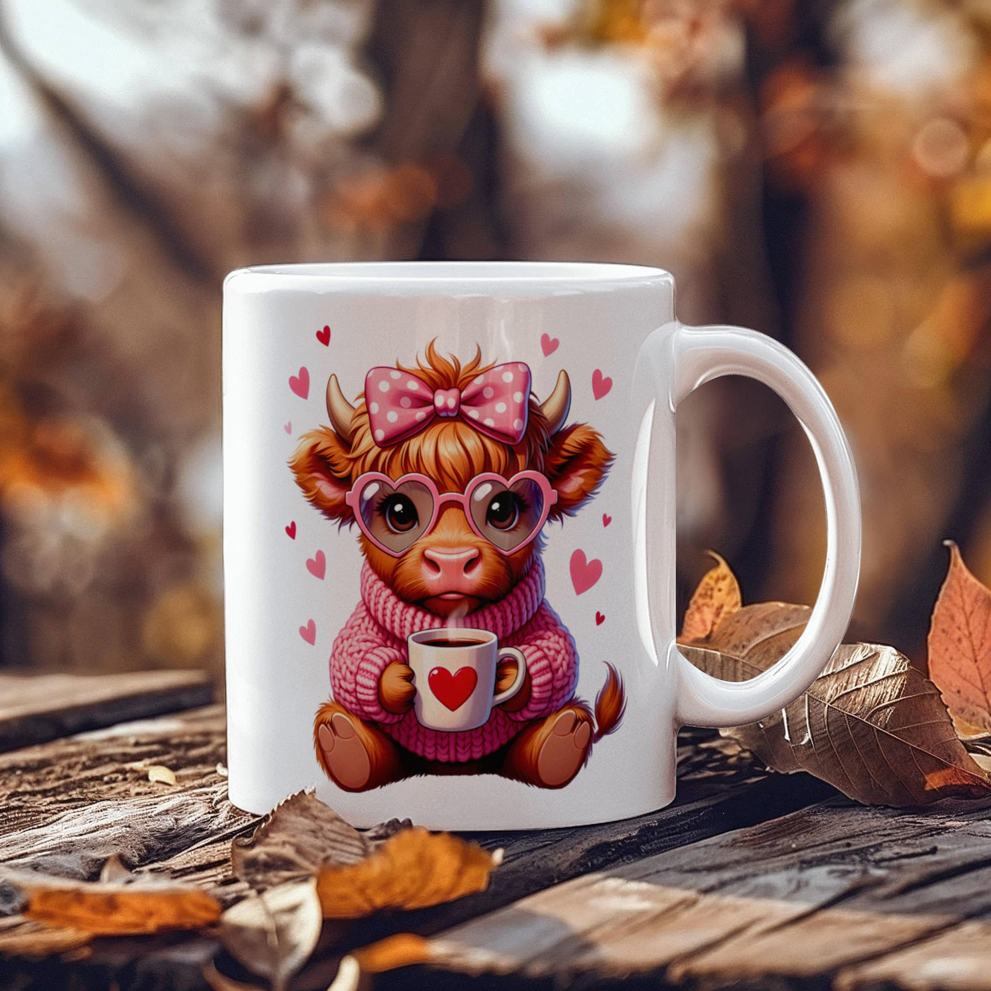 Valentine’s Day Highland Cow coffee mug cute cow design