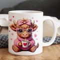 Valentine’s Day Highland Cow coffee mug cute cow design