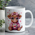 Valentine’s Day Highland Cow coffee mug cute cow design