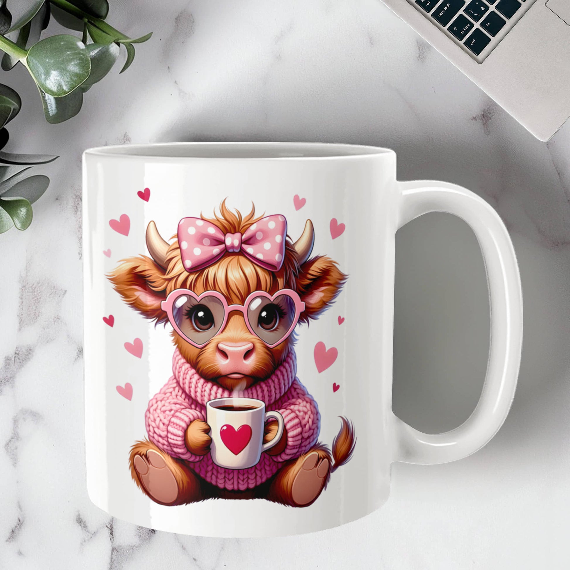 Valentine’s Day Highland Cow coffee mug cute cow design