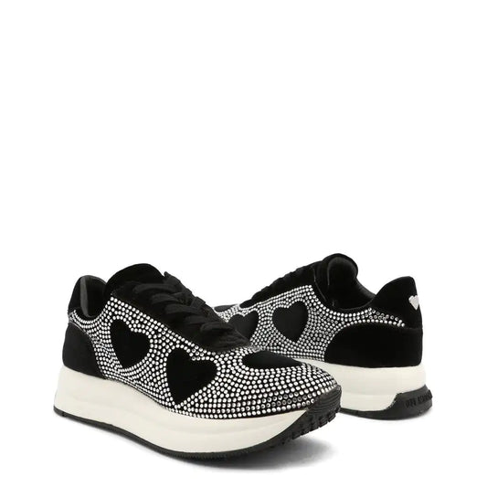 Rhinestone Heart Sneakers - Black.