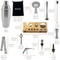 Stainless Steel Cocktail Shaker Set with Stand - 17-Piece Mixology Bartender Kit, Bar Set - 25oz Martini Shaker, Jigger, Strainer, Muddler, Mixing Spoon paulapicks