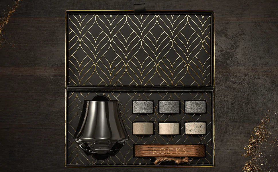 The Connoisseur's Set - Whiskey Stones & Crystal Nosing Tasting Glass - paulapicks