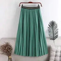 Pleated Versatile Long Skirt With Elastic Waist - paulapicks