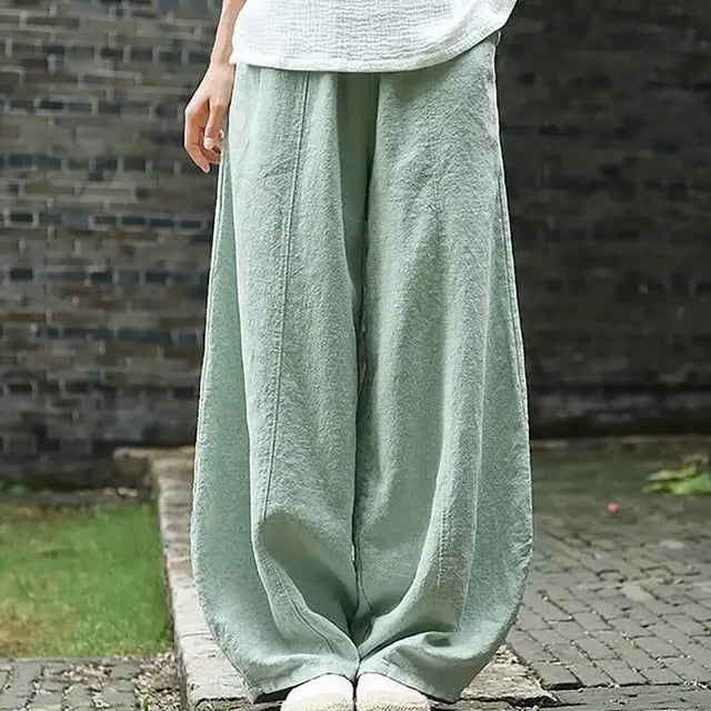 Cotton Linen Style Bloomers Wide Leg Pants paulapicks