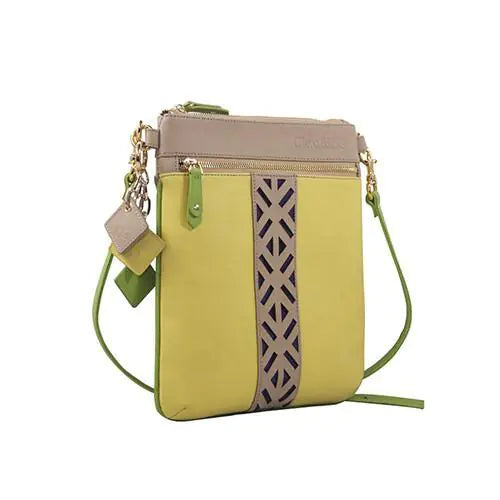 Lily Leather Cross Body- Tan/Canary Yellow paulapicks