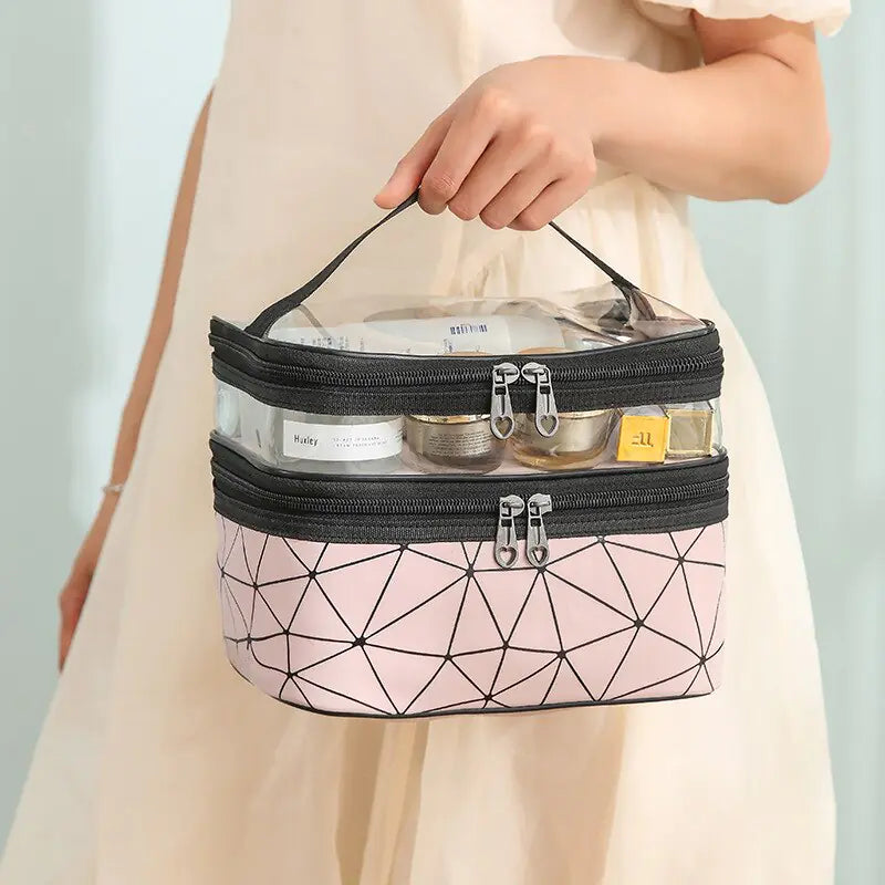 Multifunction Double Transparent Cosmetic Bag.