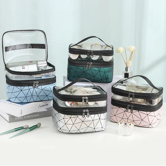 Multifunction Double Transparent Cosmetic Bag.